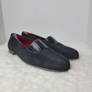 Vintage Bally  Plaza Mens Size 9.5 Smoking Dress Black Canvas Slipper Shoes